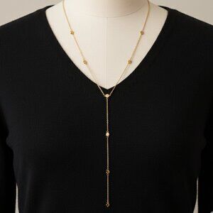 Gorjana Goldtone Station Lariat Y-Drop Necklace | Delicate Minimalist | NWOT B4
